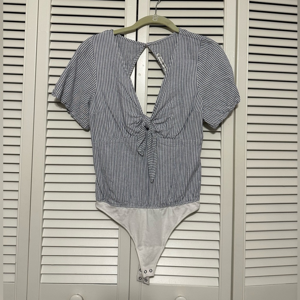 Abercrombie & Fitch Blue and White Striped Bodysuit